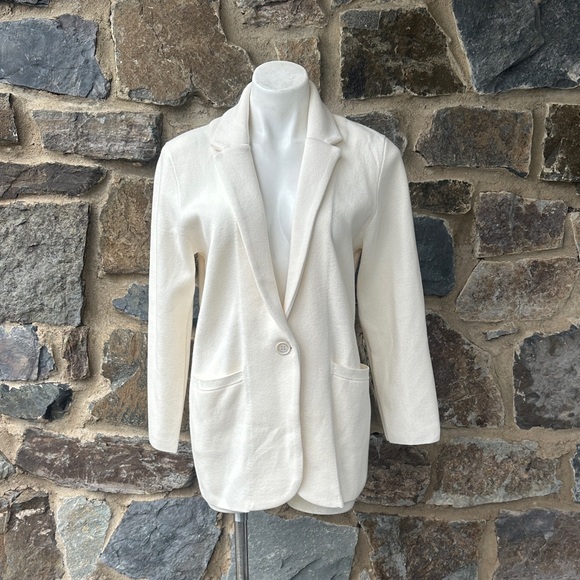 NWT J. Crew Cecile Relaxed Knit Sweater Blazer in Ivory Size Small - Picture 2 of 6